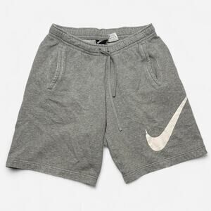 Nike Gray Fleece Sweat Shorts Men’s M Big Swoosh Logo Athletic